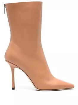 Jimmy Choo ботильоны Agathe 100 с заостренным носком, нейтральный цвет