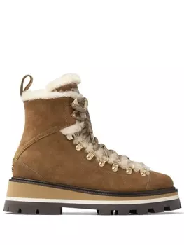 Jimmy Choo ботинки Chike с подкладкой из овчины, коричневый