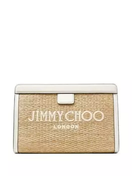 Jimmy Choo клатч Avenue с вышитым логотипом, нейтральный цвет