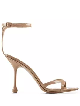 Jimmy Choo лакированные босоножки Ixia 95, нейтральный цвет