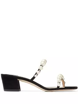 Jimmy Choo мюли Amara 45 с искусственным жемчугом, черный