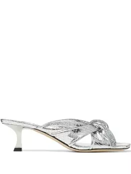 Jimmy Choo мюли Avenue 50 с эффектом металлик, серебристый