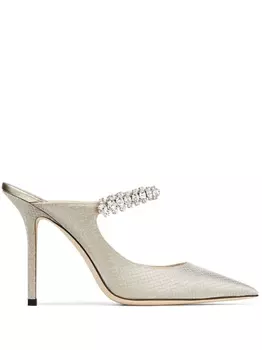 Jimmy Choo мюли Bing 100 с тиснением под змеиную кожу, нейтральный цвет