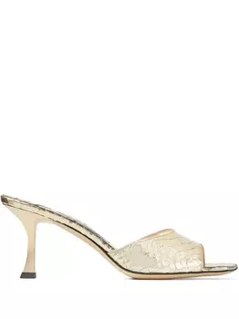 Jimmy Choo мюли Val 70 с тиснением под змеиную кожу, золотистый