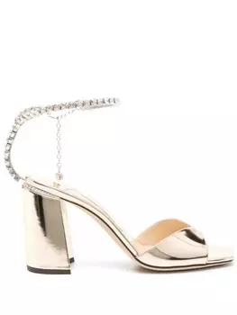 Jimmy Choo сандалии Saeda 85 мм из металлизированной кожи, золотистый