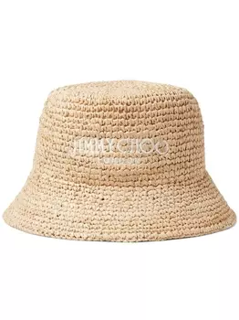 Jimmy Choo шляпа Atena с вышитым логотипом, нейтральный цвет