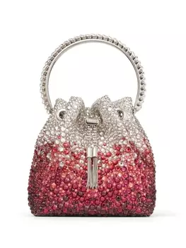 Jimmy Choo сумка-ведро Bon Bon с кристаллами, серебристый