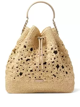Jimmy Choo сумка-ведро Bon Bon в технике кроше, нейтральный цвет