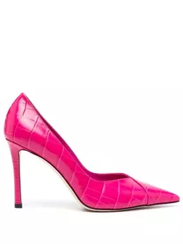 Jimmy Choo туфли Cass 95 с тиснением под кожу крокодила, розовый