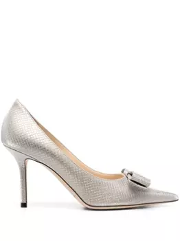Jimmy Choo туфли Love 85 с бантом, нейтральный цвет