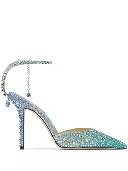 Jimmy Choo туфли Saeda 100 с кристаллами, зеленый