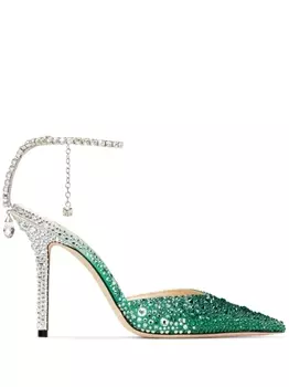 Jimmy Choo туфли Saeda 100 с кристаллами, зеленый