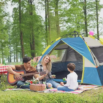 Jingdian Guangnian JDGN полностью автоматическая быстрооткрывающаяся палатка для четырех человек, однослойная, небесно-голубая/однослойная, 2-3 человека, темно-зеленая