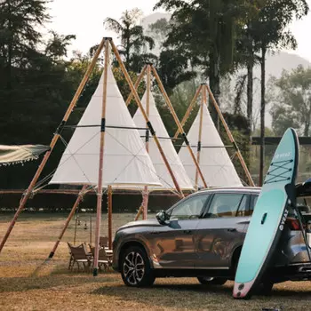 Jingdian Guangnian коническая пирамида с навесом в парке, дикая роскошная палатка с динамиками, стальная труба 55 м/