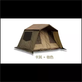 Jingdian Guangnian, многоместная ретро-изысканная палатка Xichuan Hut хаки и коричневого цвета, 34 человека Xichuan Hut бежевого и коричневого цвета