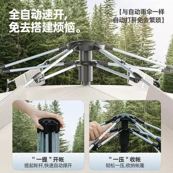 Jingdian Guangnian палатка для кемпинга на открытом воздухе для пикника двухслойный серебряный клей большие две двери четыре окна шестиугольный облачно-серый предмет по умолчанию двухслойный серебряный клей