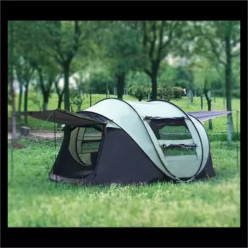 Jingdian Guangnian полностью автоматический быстрооткрывающийся солнцезащитный козырек, водонепроницаемая семейная палатка для ленивого цвета, зеленая, для более чем 8 человек, зеленая