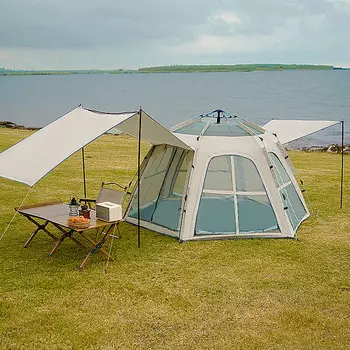 Jingdian Guangnian тип палатки складной открытый кемпинг парк пикник кемпинг средний размер 45 человек облачно-серая окрашенная серебряная модель (без занавески)