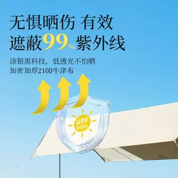 Jingdian Lightyear Canopy Кемпинговый непромокаемый тент 210D Квадратный навес из ткани Оксфорд 3,3 м Deluxe Edition 210D Шестиугольная ткань Оксфорд