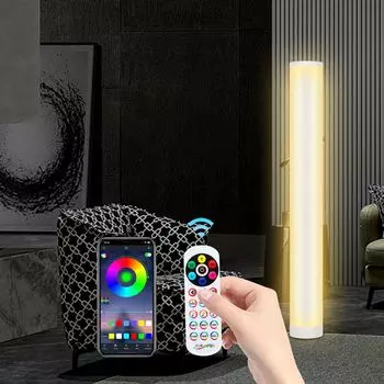 Jiubiaz 2x 6W Светодиодный торшер угловой светильник RGB Торшер с изменяющимся цветом и дистанционным управлением, мультиколор