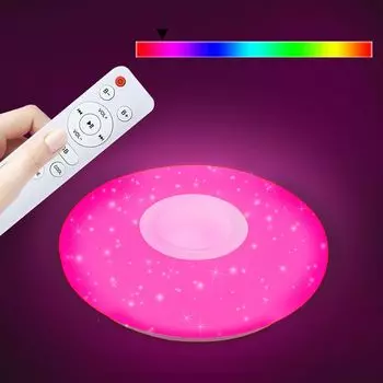 Jiubiaz 36W Светодиодный потолочный светильник с дистанционным управлением Звездное небо Потолочный светильник Bluetooth Музыка, белый