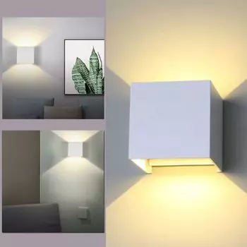 Jiubiaz 7W Светодиодные настенные светильники для внутреннего и наружного использования Настенный светильник вверх и вниз Регулируемый световой луч Белый Теплый белый