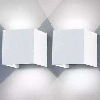 Jiubiaz светодиодный настенный светильник для подвала, настенный светильник с регулируемым углом наклона лестницы, уличный светильник IP65 для ванной комнаты, 12 Вт, белый, холодный белый, 2 шт.