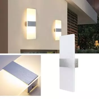 Jiubiaz светодиодный настенный светильник для внутреннего/наружного освещения, современный настенный светильник, настенное освещение, лестница, прихожая, теплый белый, 2X 12 Вт