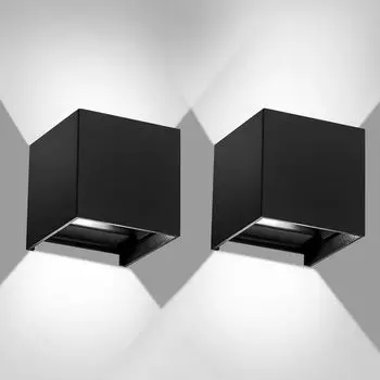 Jiubiaz светодиодный настенный светильник, настенное освещение, декоративный настенный светильник IP65, наружная лестница, внутренняя, 7 Вт, черный, холодный белый, 2 шт.