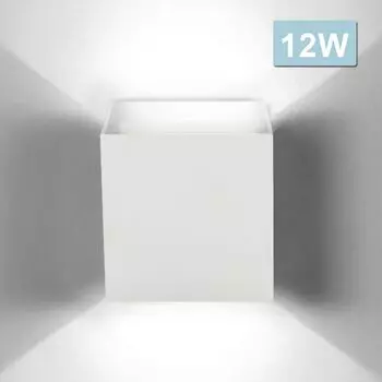 Jiubiaz светодиодный настенный светильник, уличный настенный светильник, современные настенные светильники, водонепроницаемый светильник для лестницы, входа в коридор, квадратный светильник, украшение 12 Вт, белый, холодный белый