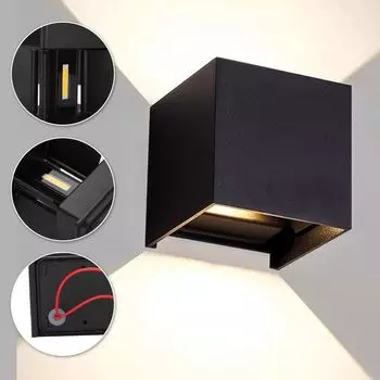 Jiubiaz светодиодный настенный светильник, уличный настенный светильник, современные настенные светильники, водонепроницаемый светильник для лестницы, входа в коридор, квадратный светильник, украшение 7 Вт, черный, теплый белый
