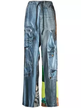 JNBY брюки с эластичным поясом и графичным принтом, синий