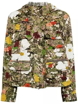 JNBY куртка с капюшоном и цветочным принтом, нейтральный цвет