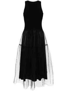 JNBY платье миди со вставками из тюля, черный