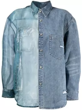 JNBY полупрозрачная рубашка со вставками, синий