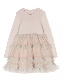 Jnby сетчатое платье с круглым вырезом, нейтральный цвет