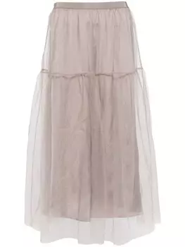 JNBY юбка миди А-силуэта из тюля, серый