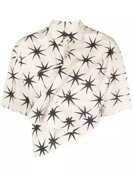 JNBY укороченная рубашка с короткими рукавами, нейтральный цвет