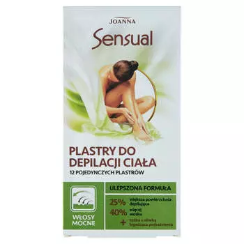 Joanna Полоски для депиляции тела Sensual для сильных волос 12шт + тюбик с успокаивающим оливковым маслом 10мл
