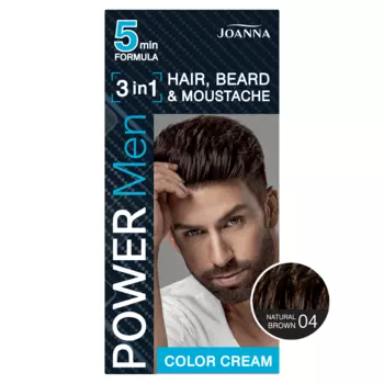 Joanna Power Men Color краска для волос, бороды и усов 04 натуральный коричневый, 1 упаковка