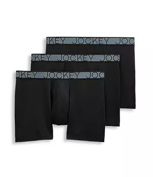 Jockey Signature Active Microfiber Eco 5 Трусы-боксеры с внутренним швом (3 шт.), черный