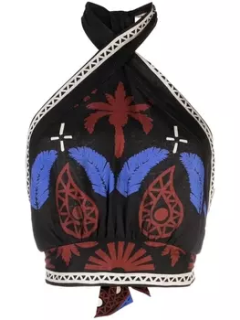 Johanna Ortiz льняное топ Grateful Warrior с графичным принтом, черный