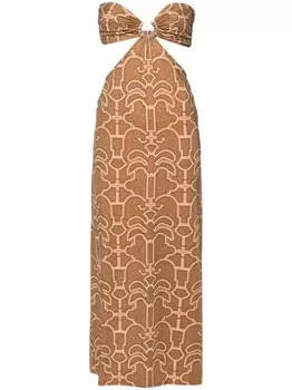 Johanna Ortiz платье макси без бретелек Jungle Geometry, коричневый