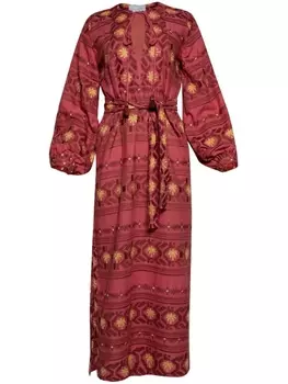 Johanna Ortiz платье миди с вышивкой, красный