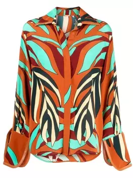 Johanna Ortiz рубашка с отложным воротником и цветочным принтом, оранжевый