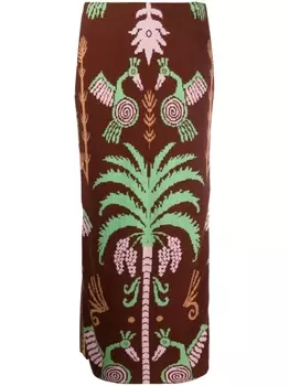 Johanna Ortiz юбка Rosliny вязки интарсия, коричневый