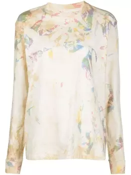 John Elliott футболка Varsity с абстрактным принтом, коричневый