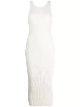 John Elliott платье миди Piper в рубчик, серый