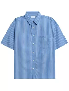 John Elliott полосатая хлопковая рубашка с коротким рукавом, синий