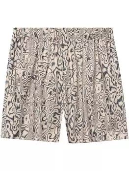 John Elliott шорты Practice с графичным принтом, нейтральный цвет